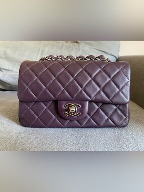 CHANEL Quilted Mini Flap (Plum/Purple)